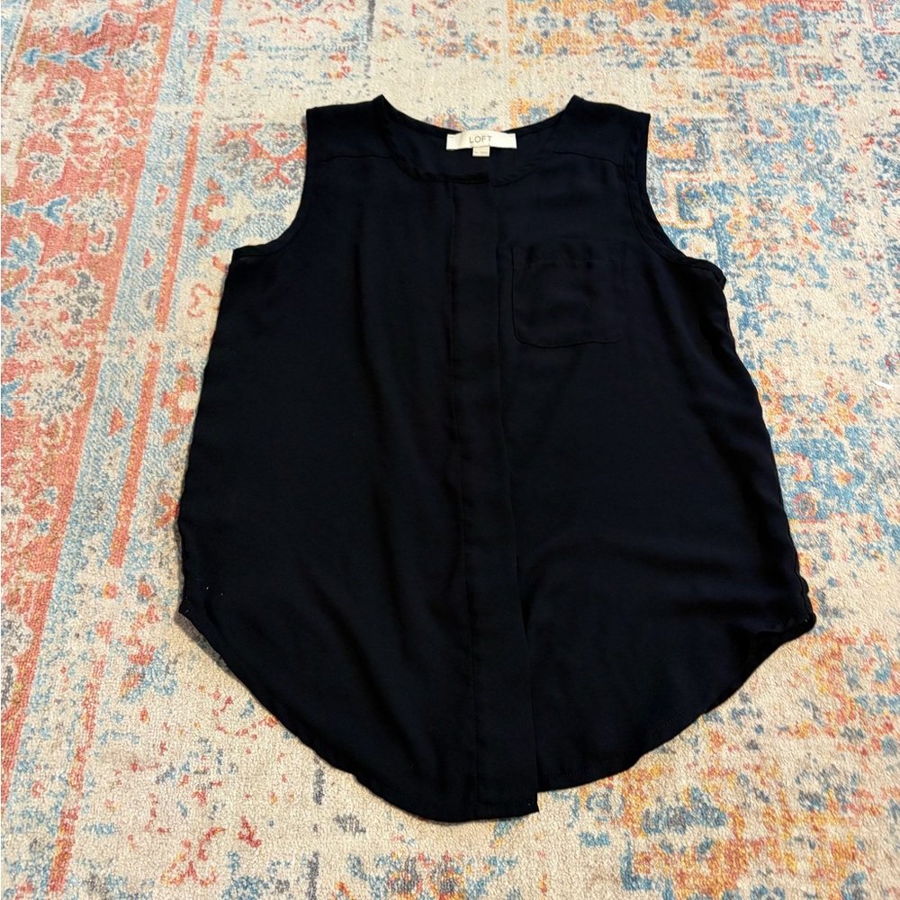 Loft mixed media black silky sleeveless top